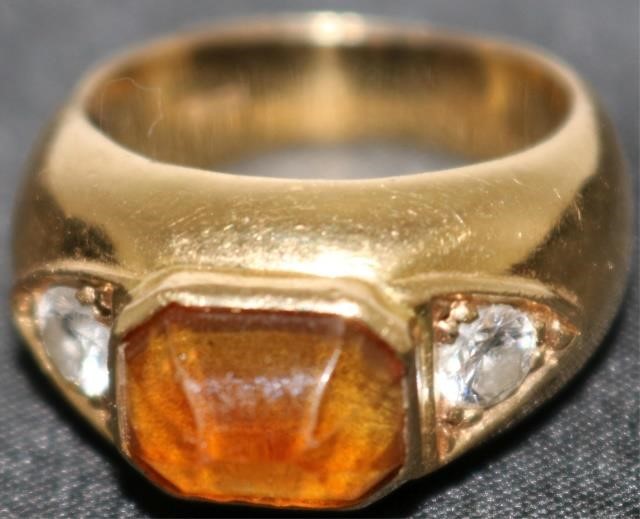 Appraisal: KT YELLOW GOLD RING CENTER CITRINE WITH CTDIAMOND ON EACH