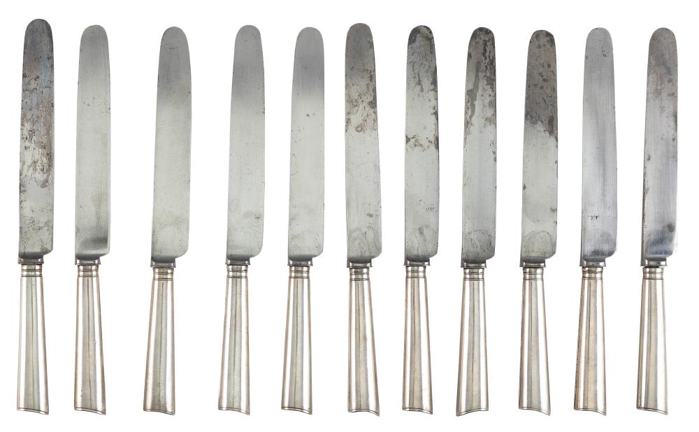 Appraisal: SET OF ELEVEN ENGLISH SILVER DINNER KNIVES TH CENTURYSET OF