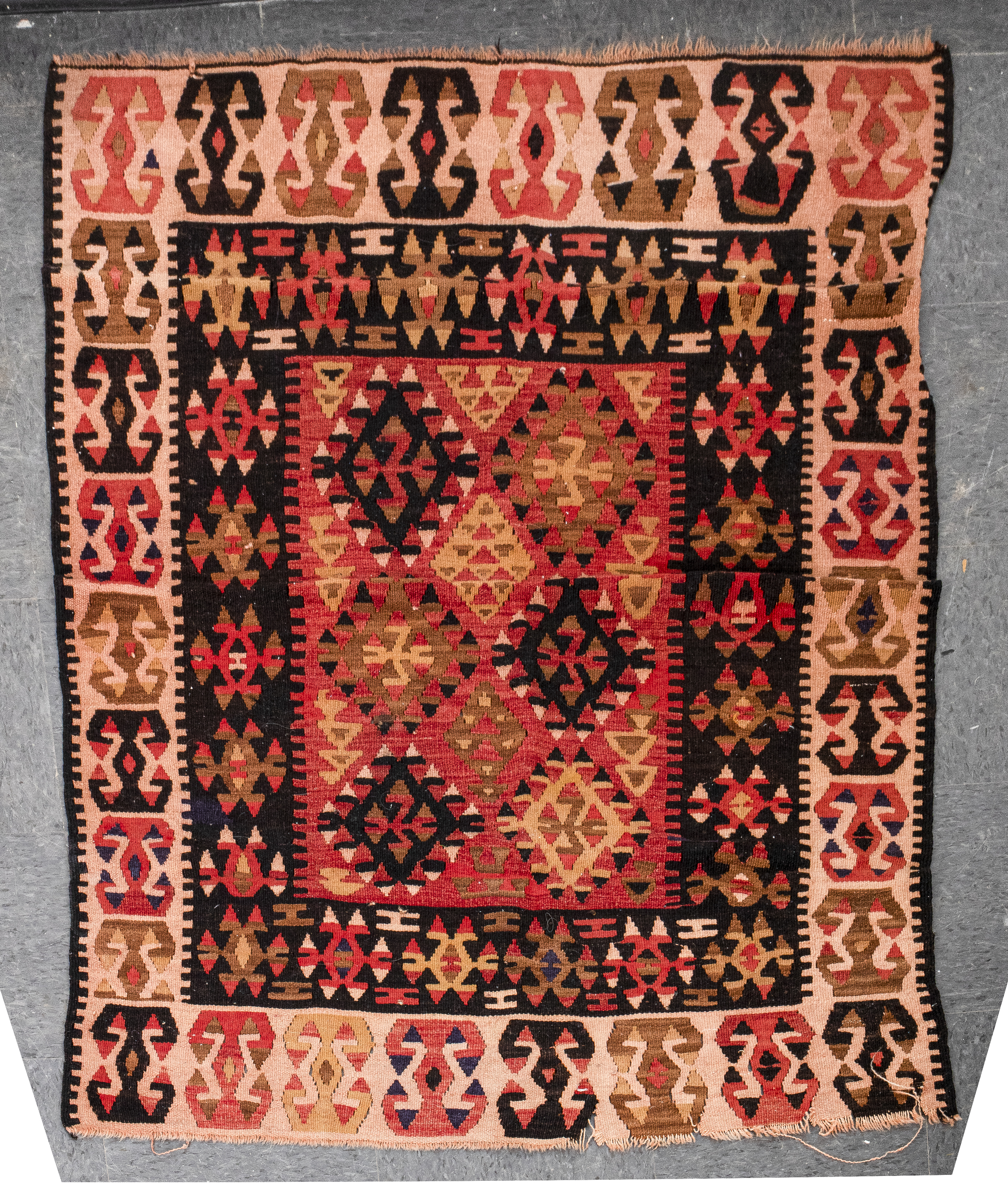 Appraisal: ANTIQUE CAUCASIAN KILIM RUG Antique Caucasian Kilim rug with geometric