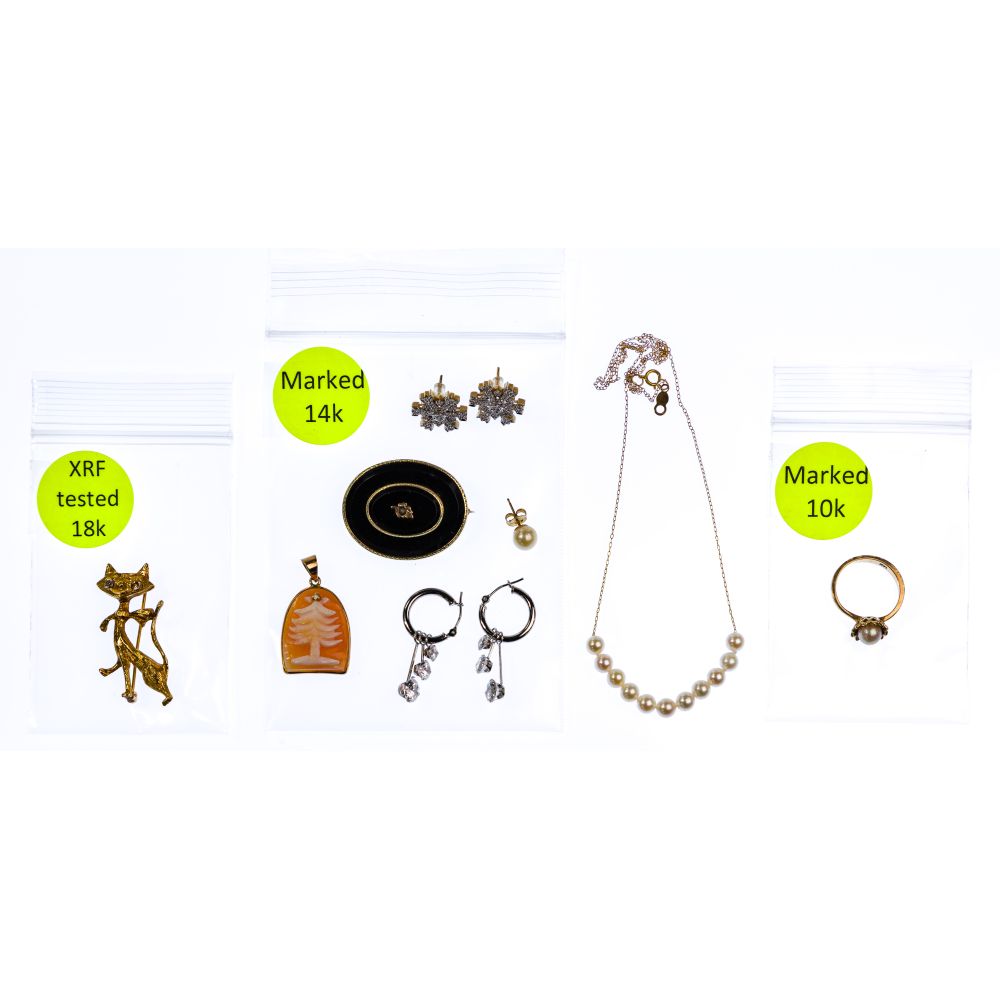 Appraisal: K K AND K GOLD JEWELRY ASSORTMENT items including an