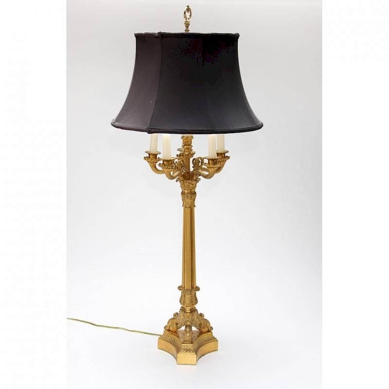 Appraisal: Tall Neoclassical Style Table Lamp th century gilt bronze six