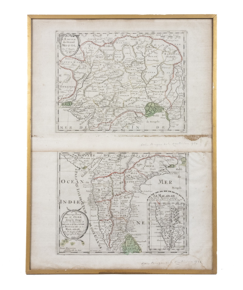 Appraisal: EARLY TH C MAPS OF INDIA IN ONE FRAME Both