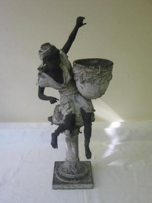 Appraisal: A VICTORIAN SPELTER FIGURAL JARDINIERE modelled as a young negress