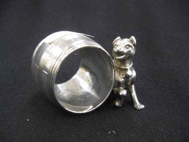 Appraisal: Victorian Figural Silverplate Napkin Ring dog barrel by Rogers -