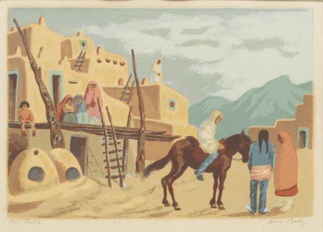 Appraisal: Framed serigraph silkscreen on paper Taos Pueblo signed lower right