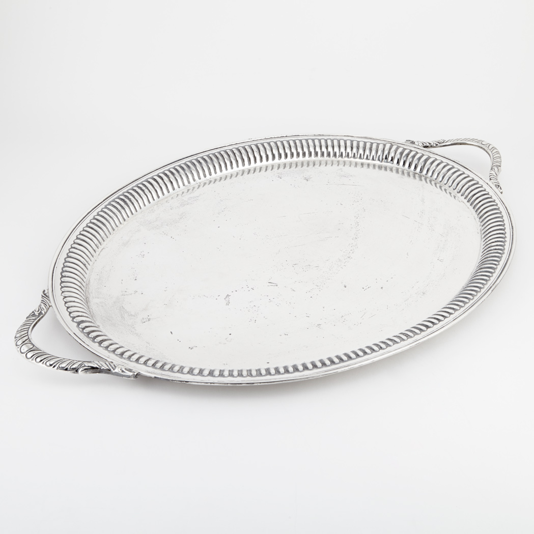 Appraisal: Sterling Silver Two-Handled Tray Of oval form with a fluted