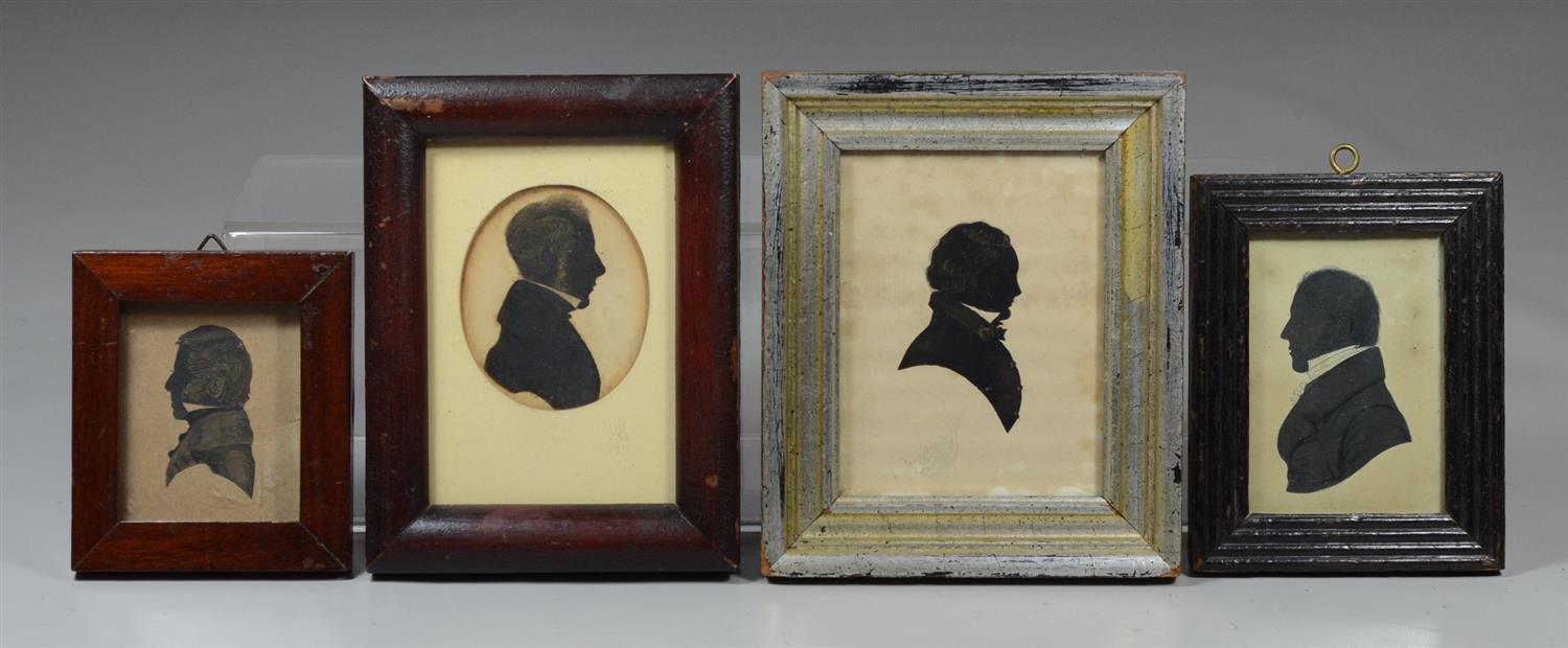 Appraisal: bust portrait silhouettes of men painted on paper the last