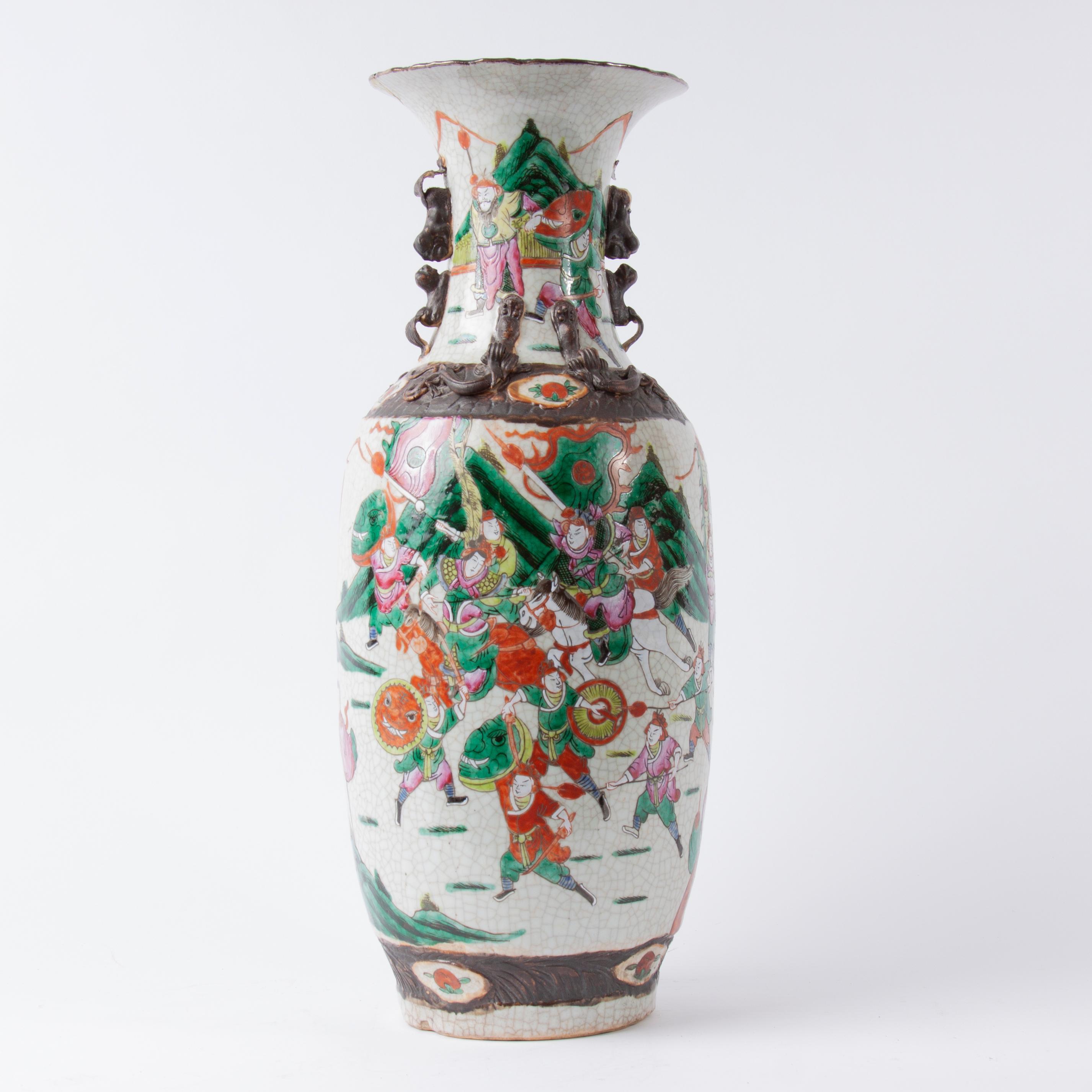 Appraisal: LARGE CHINESE PORCELAIN VASE WITH BATTLE SCENE LATE QING A