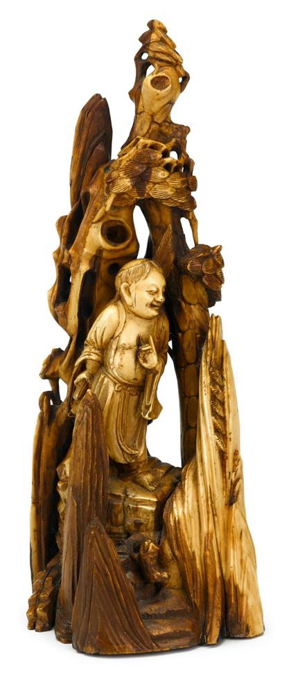 Appraisal: Chinese carved elephant ivory groupingming Qing dynasty