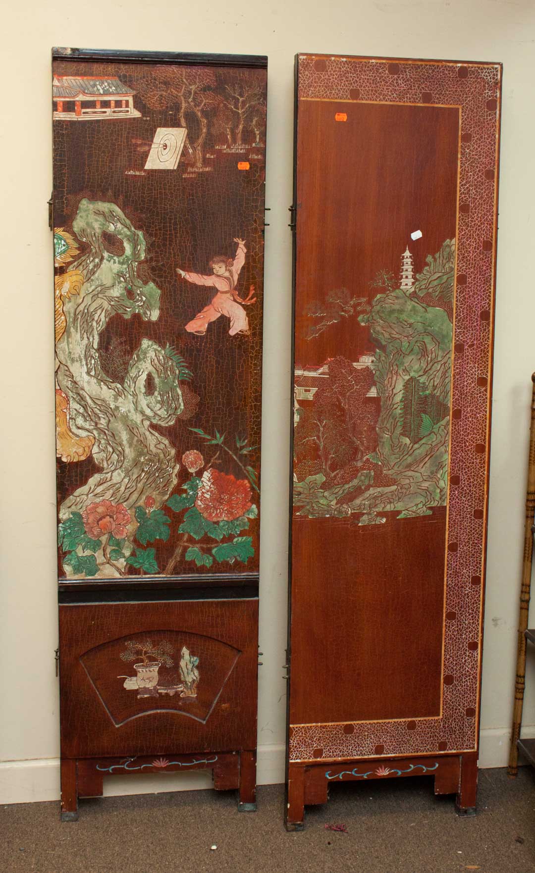 Appraisal: Oriental wood folding screen