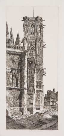 Appraisal: JOHN TAYLOR ARMS Group of etchings Bourges Amiens on tissue-thin