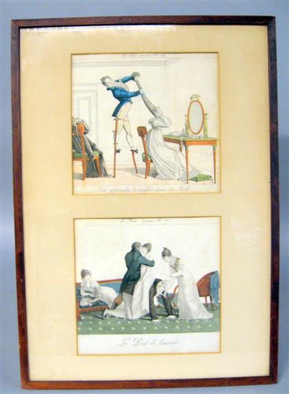 Appraisal: Set of four French caricature engravings from 'Le Bon Genre'