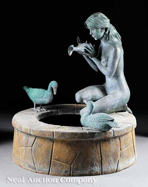 Appraisal: A Bronze Figural Fountain mid- th c the Classical maiden