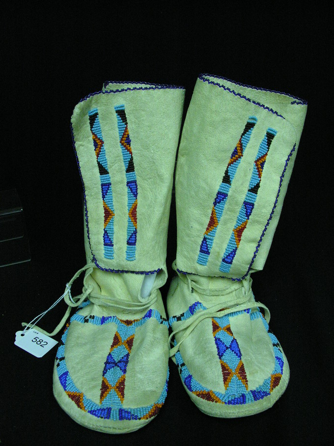 Appraisal: NATIVE AMERICAN CHILDS BEADED CEREMONIAL MOCCASINS Hand sewn beautiful bead