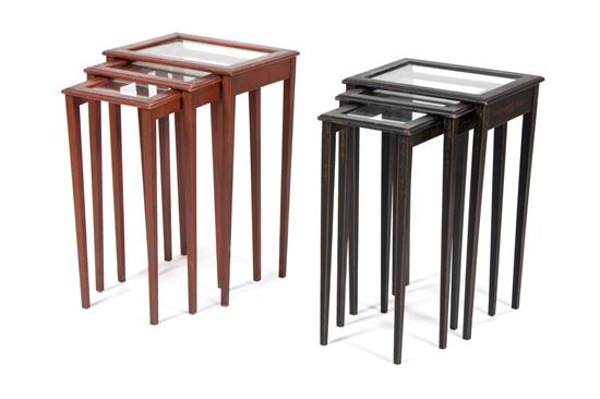 Appraisal: Sale Lot Two Sets of Lacquered Nesting Tables one set