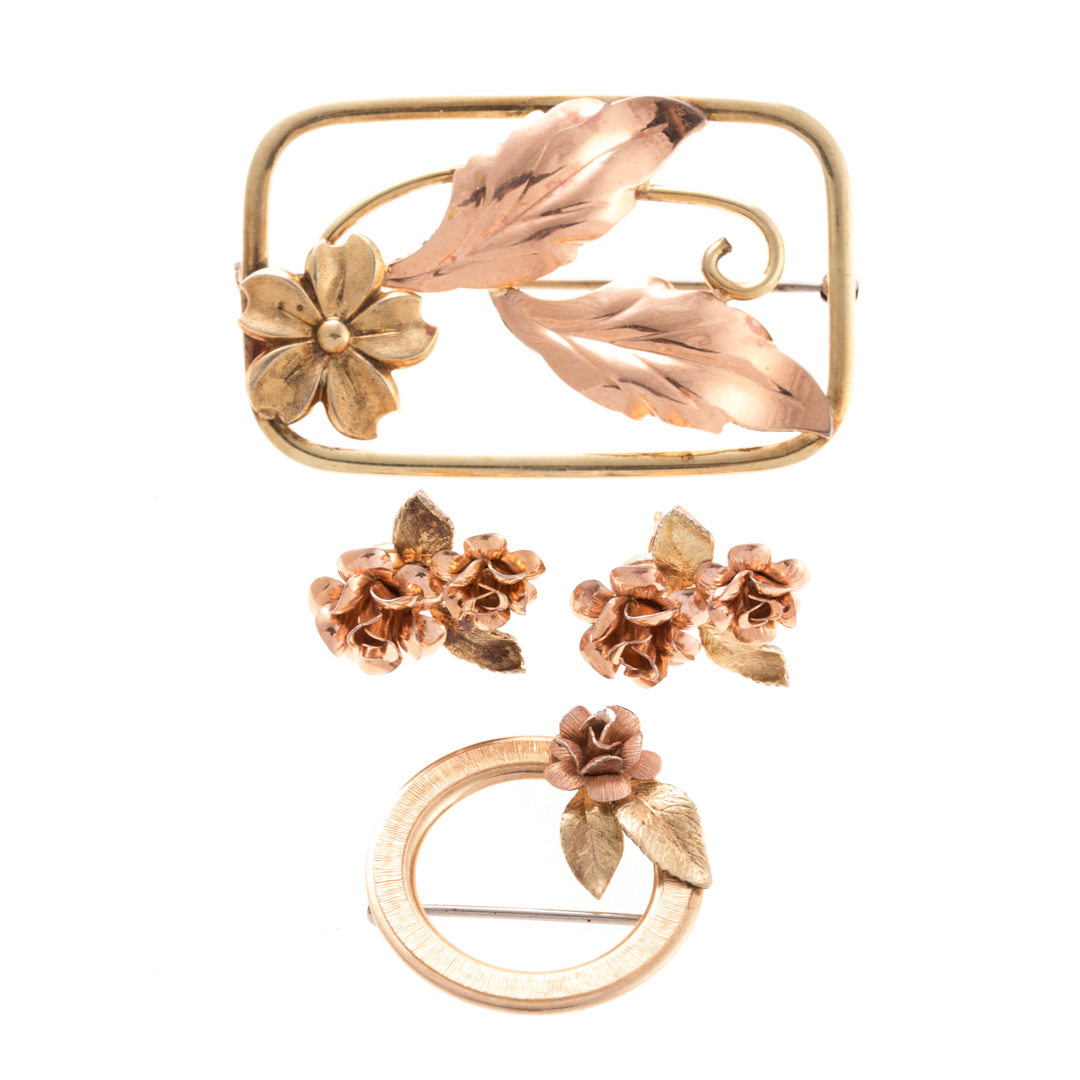 Appraisal: A Collection of Tri Gold Flower Jewelry K rose and