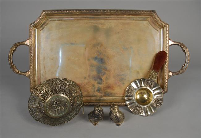 Appraisal: ASSEMBLAGE OF CONTINENTAL SILVER including a two handled tray a