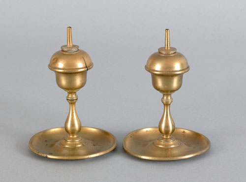 Appraisal: Pair of brass sparking lamps mid th c h