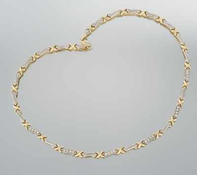 Appraisal: A Ladies' Two Tone Gold and Diamond Necklace k brushed