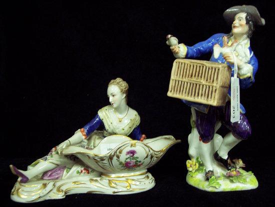 Appraisal: A Continental female figural salt cm wide and a Continental