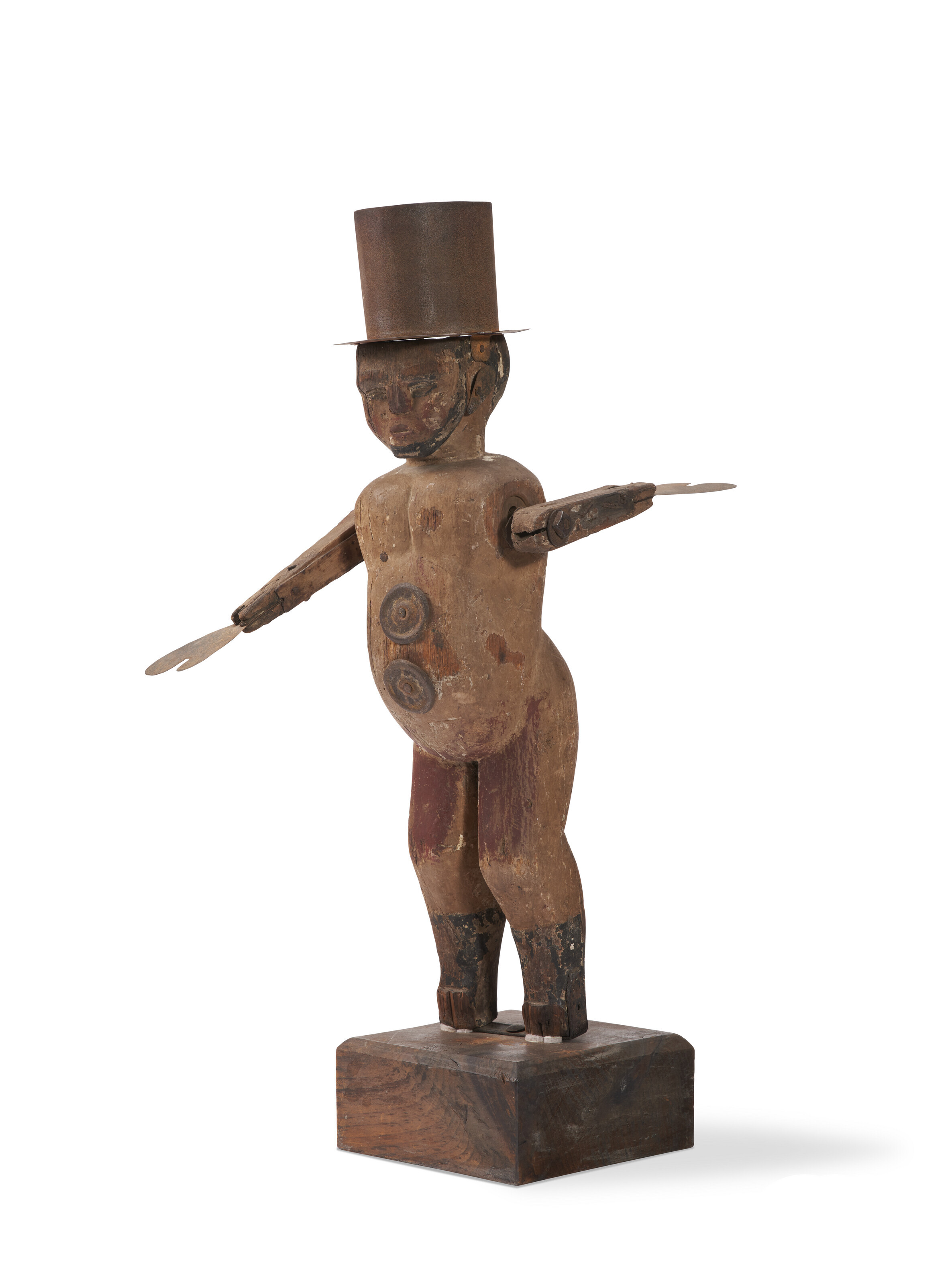 Appraisal: A CARVED AND PAINTED PINE AND TIN WHIRLIGIG OF A