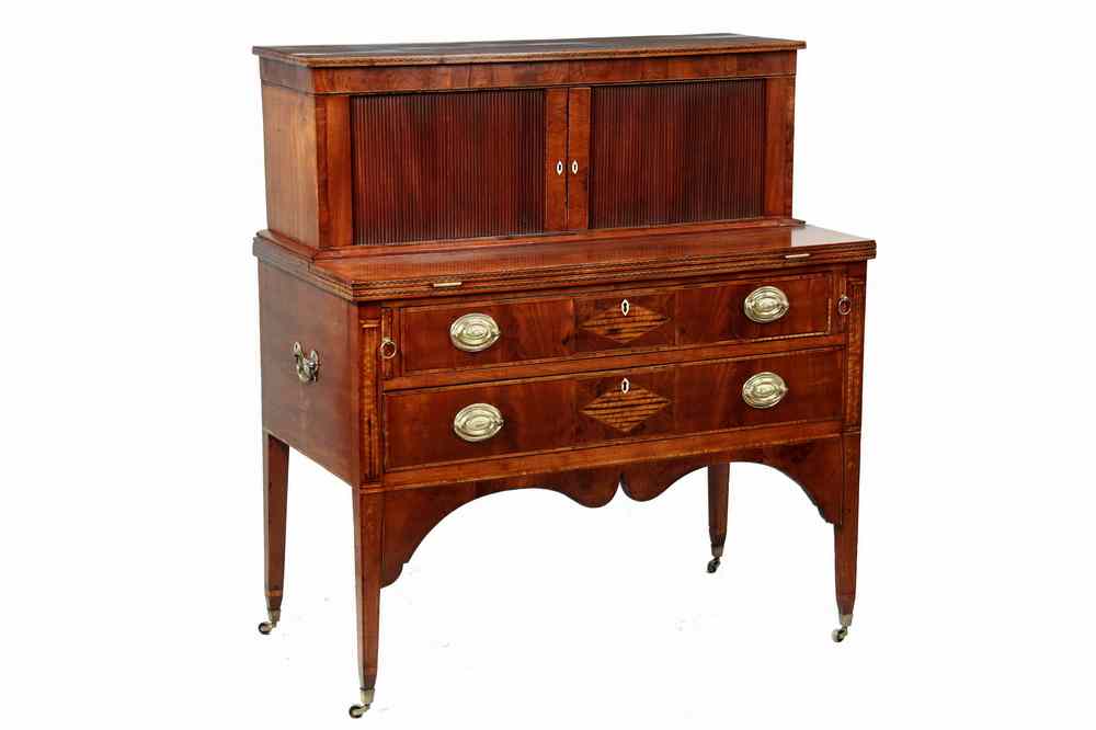 Appraisal: SECRETARY - Coastal New England ca formal Hepplewhite mahogany two