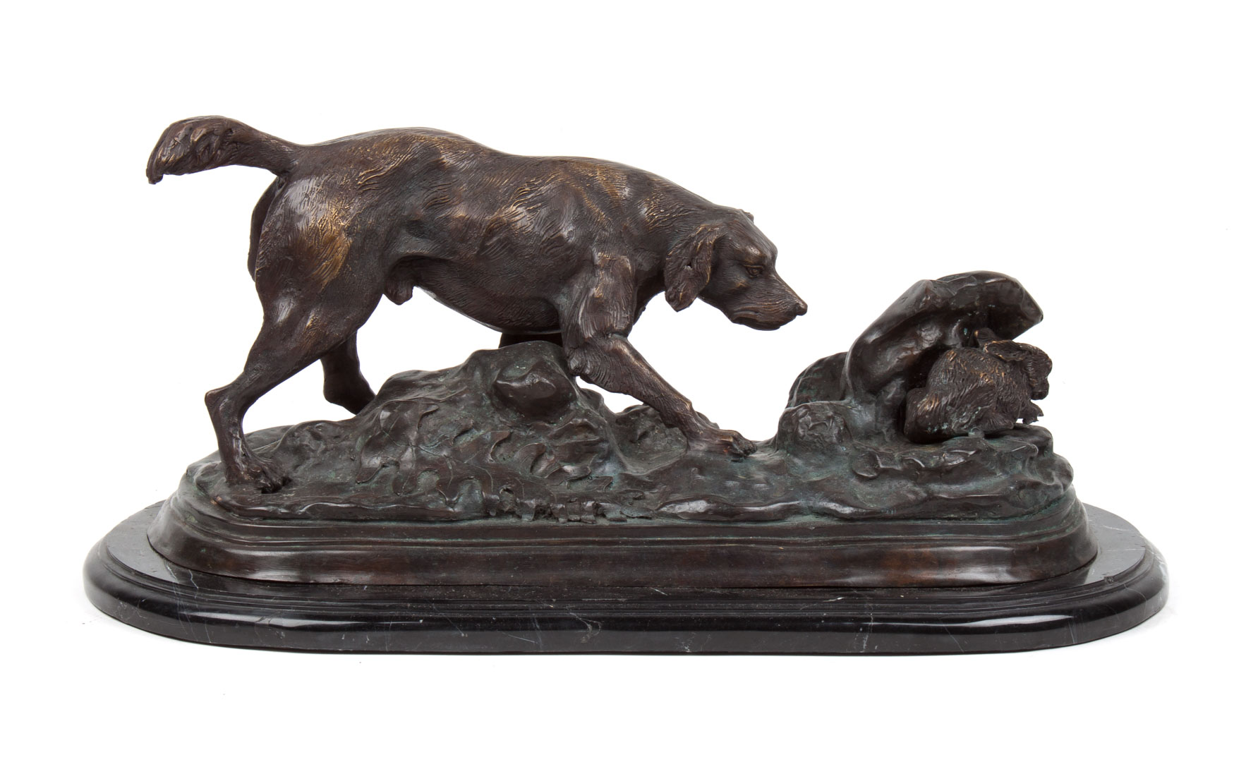 Appraisal: After P J Mene Hunting Dog bronze modeled as dog