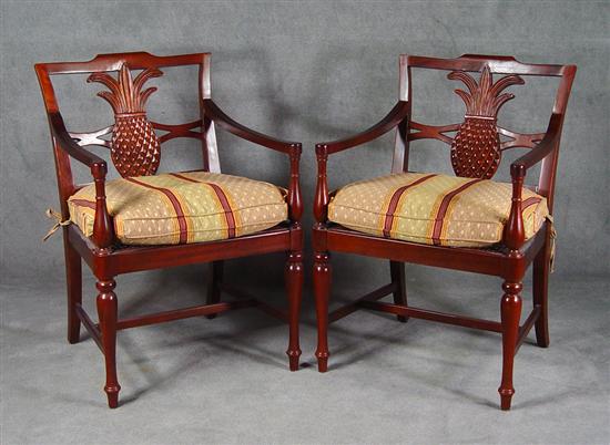 Appraisal: Pair of Mahogany Occasional Chairs Late th Century Cane seats