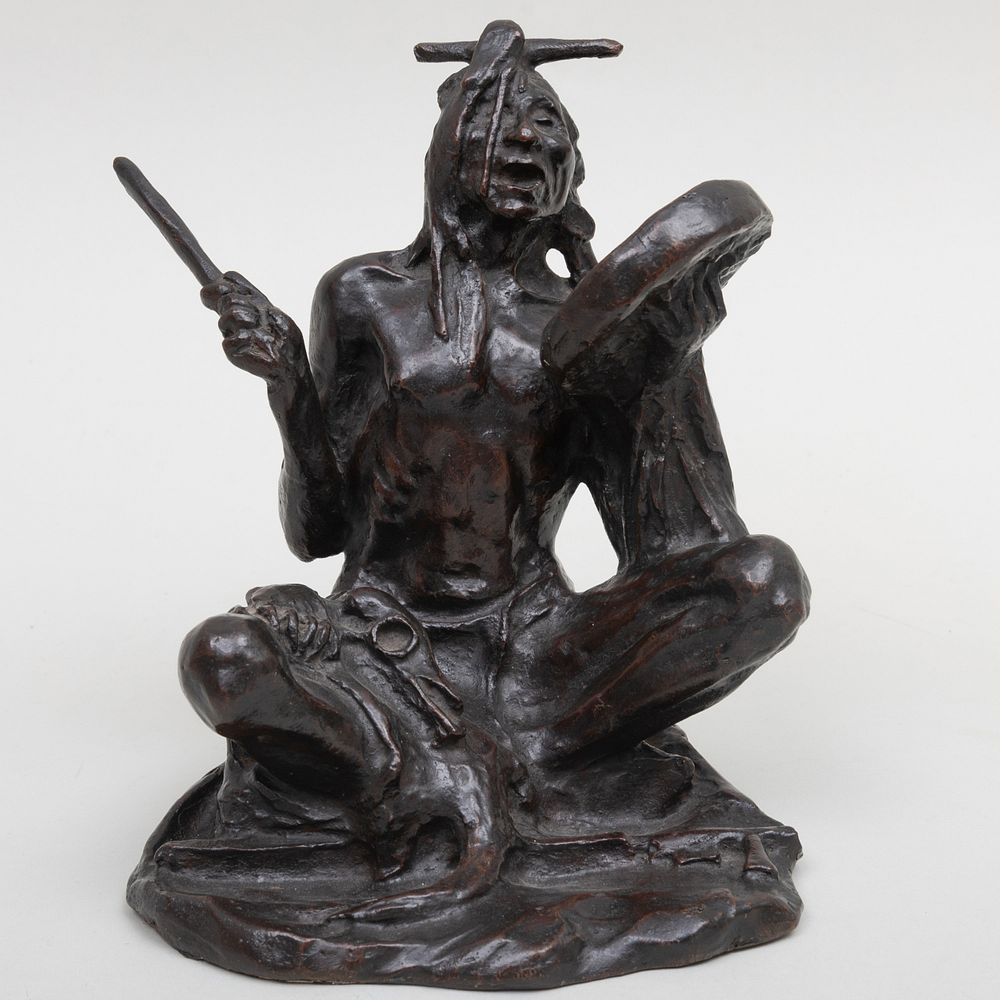 Appraisal: Charles M Russell - Medicine Man Bronze signed 'CM Russell'