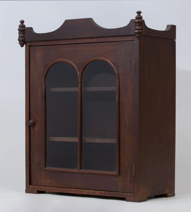 Appraisal: AMERICAN GLASS-FRONTED WALNUT HANGING CABINET TH CENTURY x x in