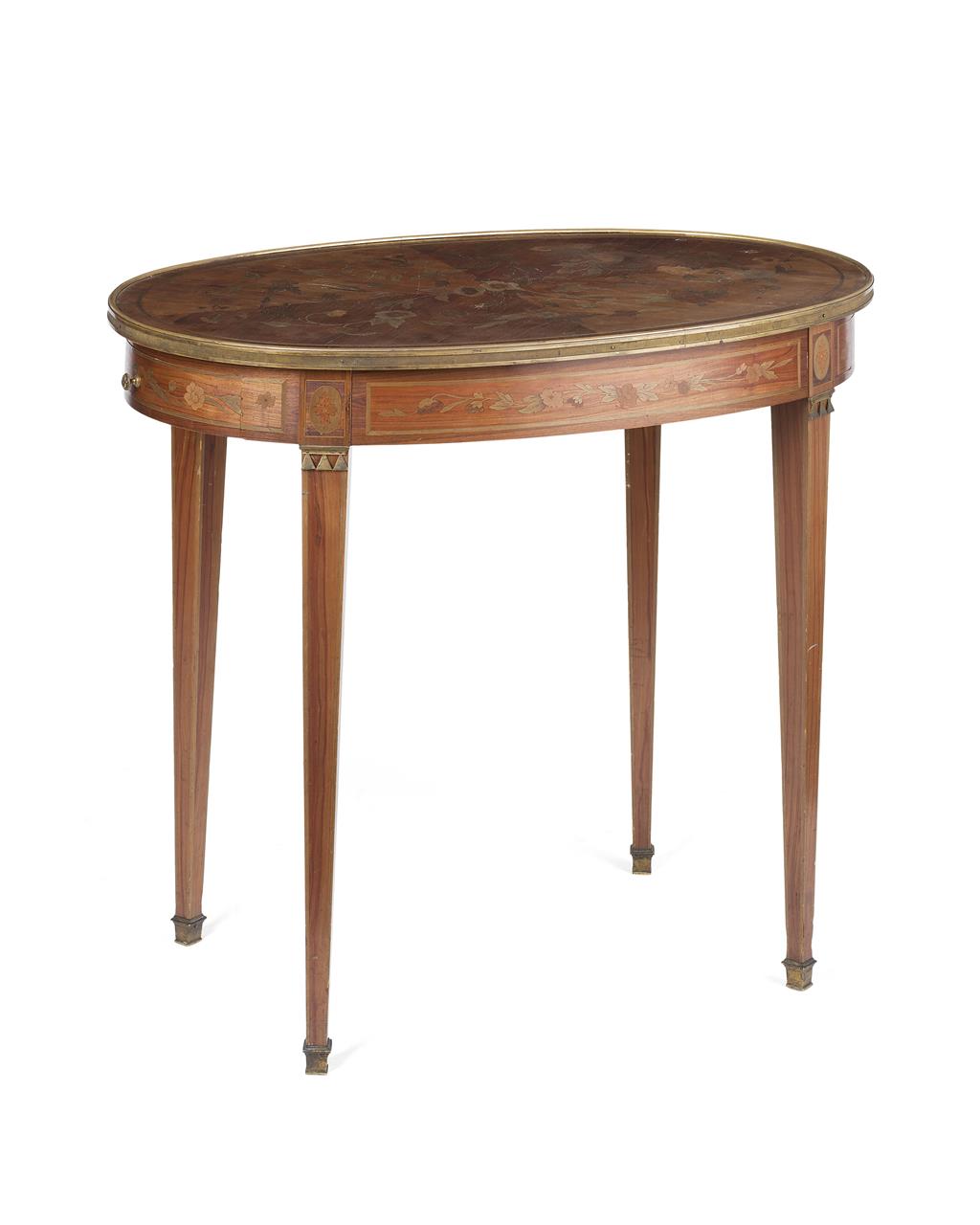 Appraisal: LOUIS XVI STYLE KINGWOOD AND MARQUETRY OCCASIONAL TABLE LATE TH