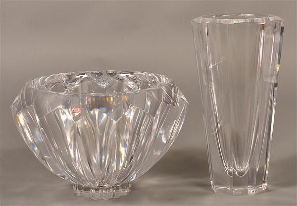 Appraisal: Two Pieces of Orrefors Sweden Colorless Glass Two Pieces of