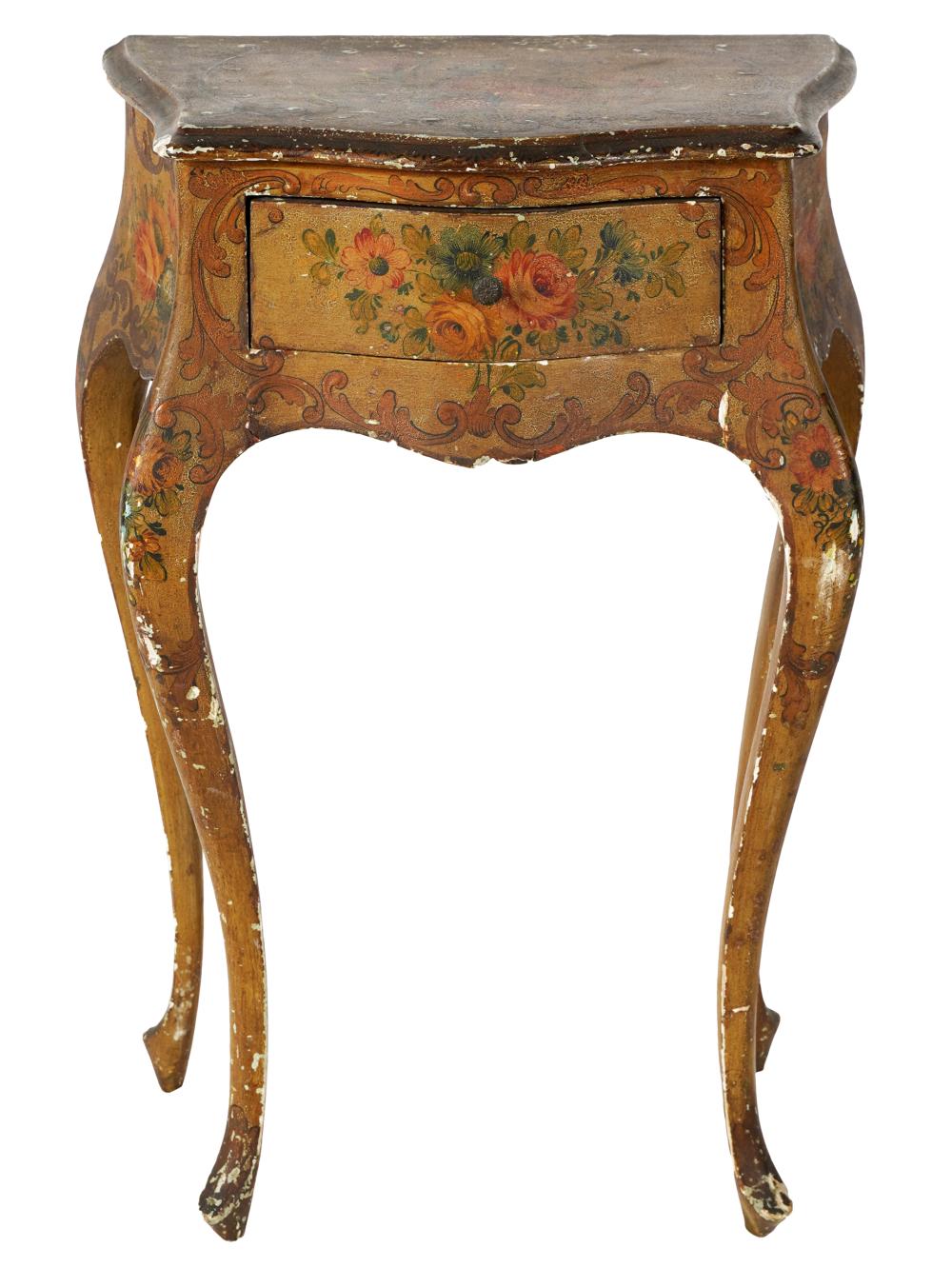 Appraisal: VENETIAN ROCOCO-STYLE PAINTED END TABLEProvenance The Estate of David Karpeles