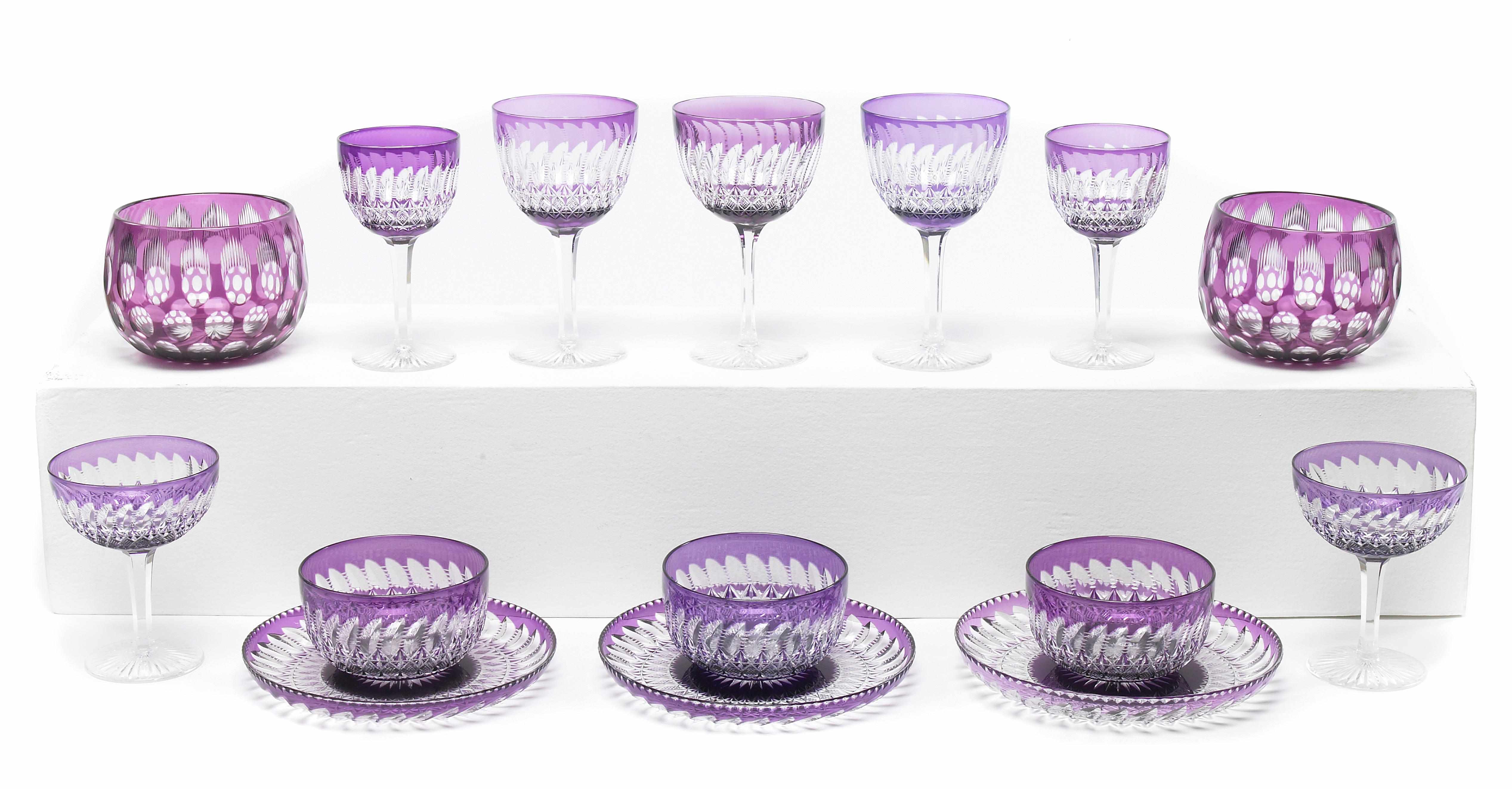 Appraisal: A suite of Webb amethyst flashed and cut to clear