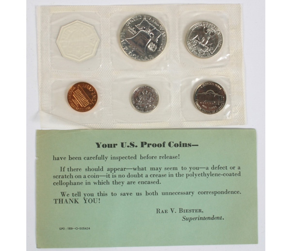 Appraisal: U S Mint Proof Set in Original Envelope Package COA