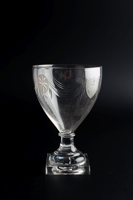 Appraisal: AN EARLY TH CENTURY GLASS RUMMER of naval interest engraved