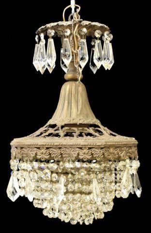 Appraisal: Italian gilt metal and crystal prism one-light wedding cake style