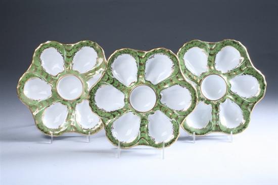 Appraisal: FOUR DRESDEN PORCELAIN OYSTER PLATES late th century Karl Richard