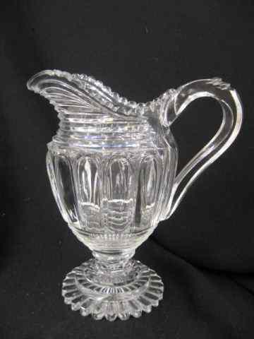 Appraisal: Cut Glass Pitcher pedestal base raised panel step design ''