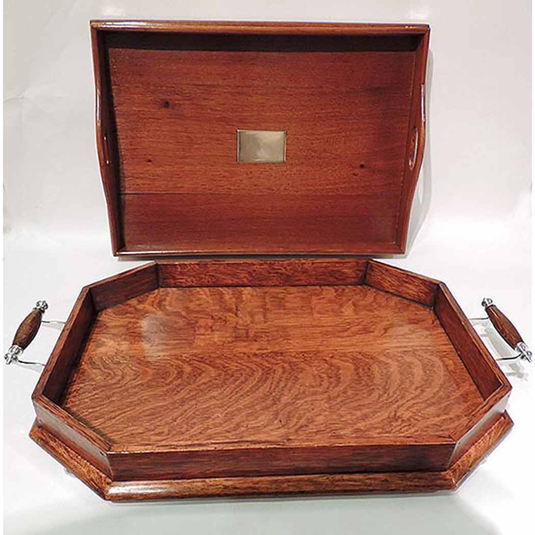 Appraisal: Two English Oak Tea Trays Circa Length of larger inches