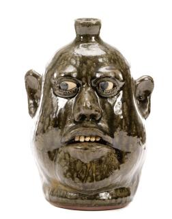 Appraisal: Signed Lanier Meaders Face Jug with Five Teeth Lanier Meaders