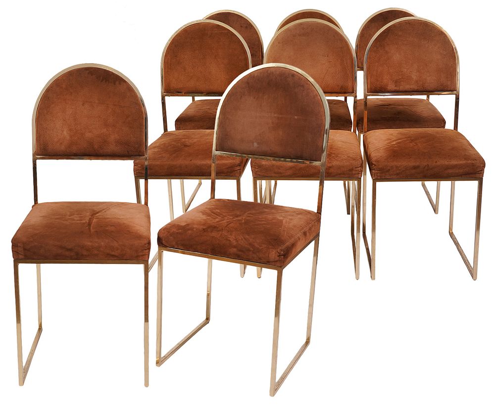 Appraisal: Manner Willy Rizzo Style Chairs Set of vintage Italian brass