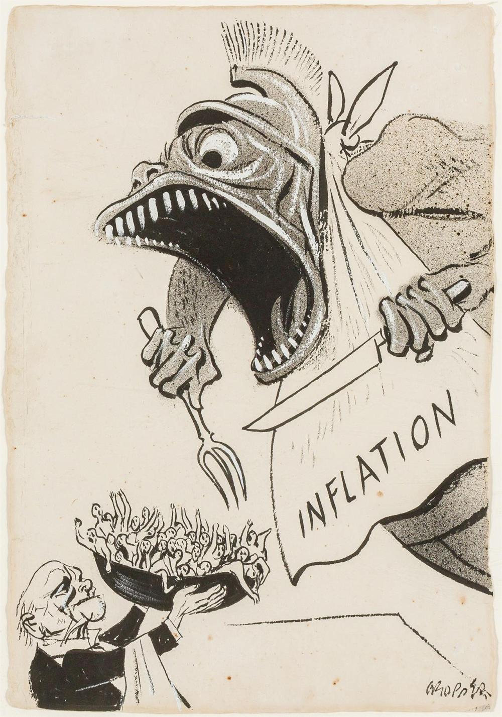 Appraisal: WILLIAM GROPPER American - Inflation mixed media on paper signed