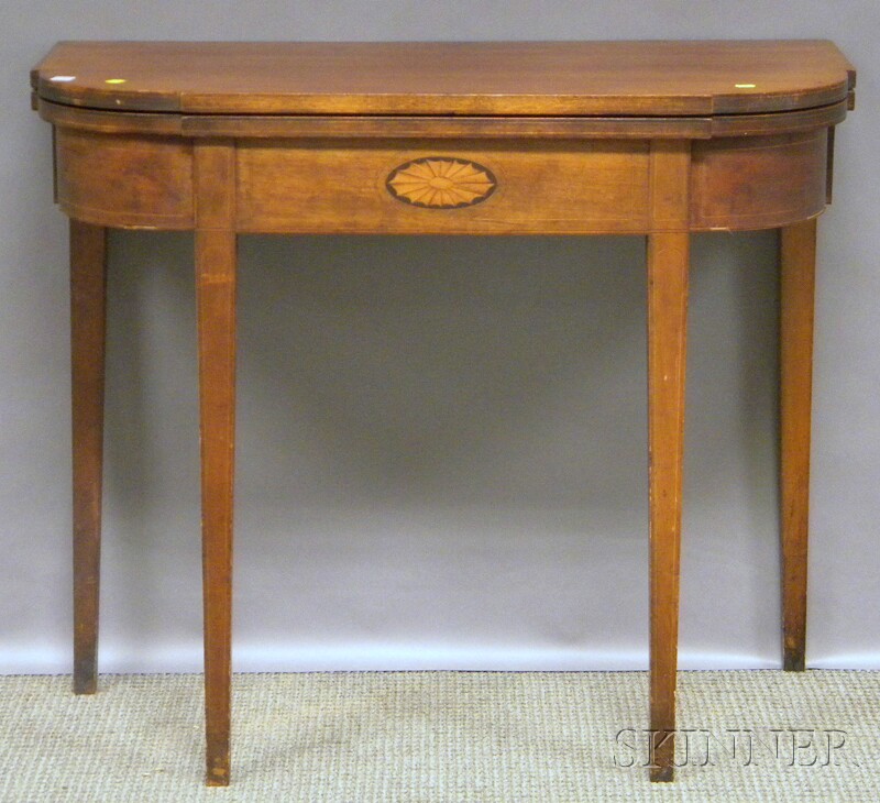 Appraisal: Federal-style Inlaid Mahogany and Mahogany Veneer Card Table