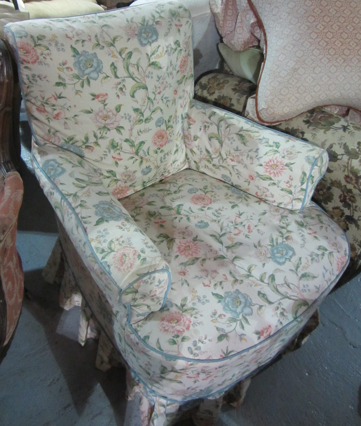 Appraisal: A th century walnut framed armchair