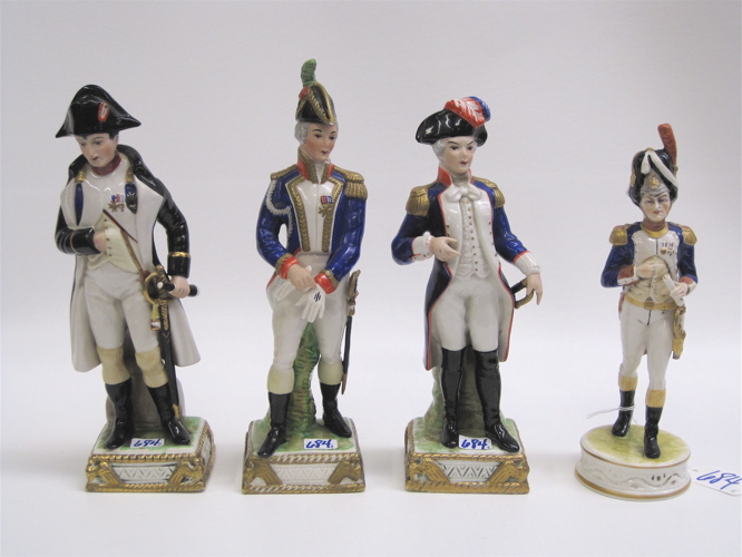 Appraisal: FOUR CAPO-DI-MONTE GLAZED PORCELAIN FIGURES from H to H Marked