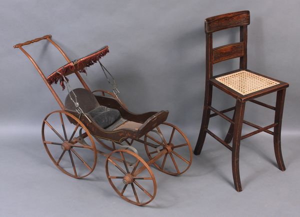 Appraisal: Early th Century child's grain-decorated chair with handwoven cane seat