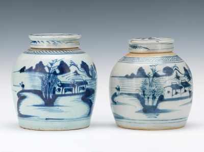 Appraisal: A Pair of Chinese Ginger Jars with Lids Hand decorated