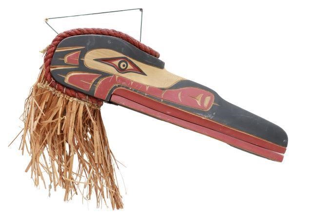 Appraisal: Northwest Coast carved cedar raven mask signed Clarence Nelson Kwakwaka'wakw