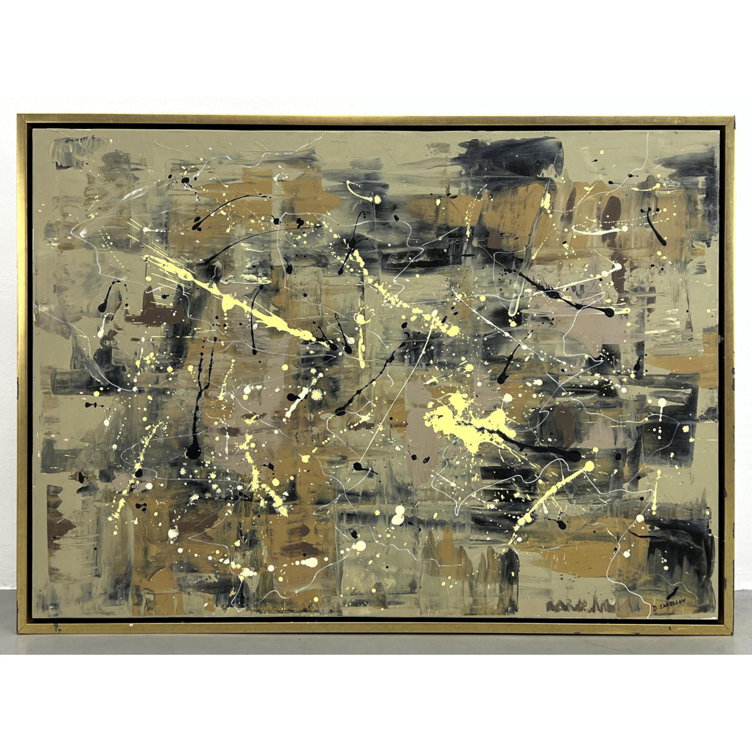 Appraisal: Large DENNIS SAKELSON Modernist Abstract Painting Spatter Painting with Brushstrokes